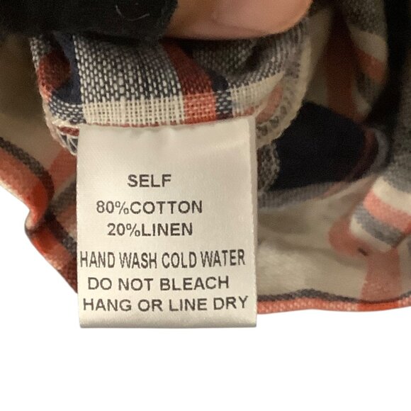 On Blue Plaid Button-Up Jacket Women Sz Large Cotton/Linen Blend NWOT - Picture 5 of 9